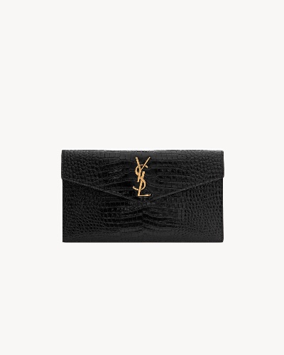 UPTOWN POUCH IN CROCODILE-EMBOSSED SHINY LEATHER | Saint Laurent | YSL.com
