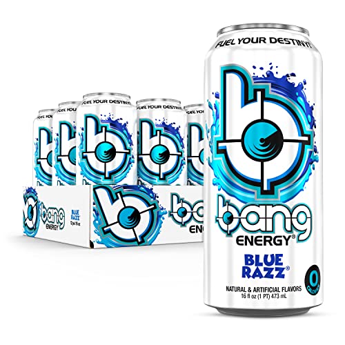 Bang Energy Blue Razz, Sugar-Free Energy Drink, 16-Ounce (Pack of 12) - Blue Razz - 16 Ounce (Pack of 12)