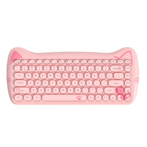 SELORSS Wireless Bluetooth Keyboard,Pink Computer Keyboards,Mini Portable 84-Key Compact Retro Typewriter Keyboard,Compatible with Android, Mac,Windows, PC, Tablet-Dark, Perfer for Home and Office - pink