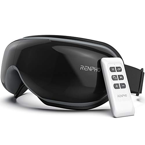 RENPHO Eyeris1 - Heated Eye Massager for Migraine, Temple Massager with Remote, Compression, Bluetooth, Eye Care Device for Eye Relax, Eye Strain Relief, Improve Sleep, Birthday Gifts for Him Her - B-black - 1 Count (Pack of 1)