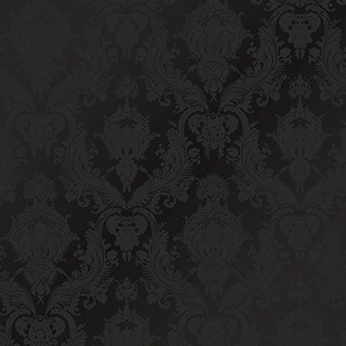 Tempaper Black Damsel Removable Peel and Stick Floral Wallpaper, 20.5 in X 16.5 ft, Made in the USA - Black