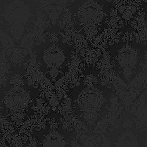 Tempaper Black Damsel Removable Peel and Stick Floral Wallpaper, 20.5 in X 16.5 ft, Made in the USA - Black