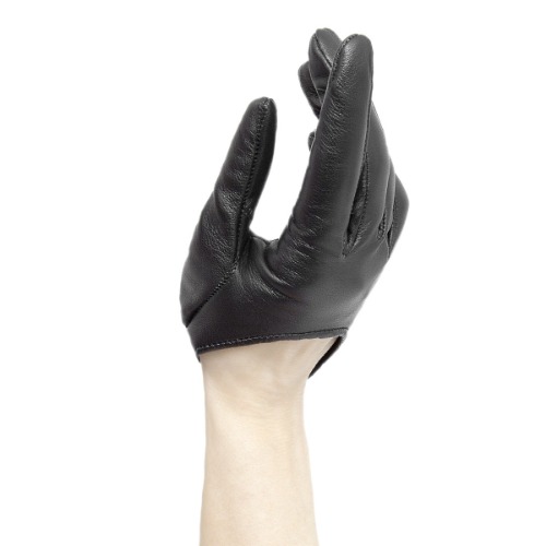 Extrakurze Handschuhe mit Knopf aus Leder (Modell 208) Leder schwarz | 7 / Standard