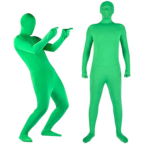 Andoer Green Full Body Suit, 180 cm/71 Inch Full Body Photography Chroma Key Green Suit Unisex Adult Green Bodysuit Stretch Costume for Photo Video Special Effect Festival Cosplay (180cm) - 180cm