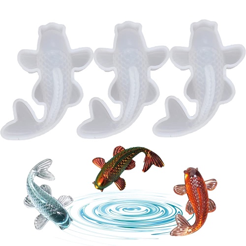 3 Pcs 3D Koi Fish Silicone Resin Molds,Koi Fish Tank Decor Simulation Resin Mould Epoxy Casting Silicone Mold Decorative Simulation Resin Fish Mould,for DIY Cake Baking Pendant Craf