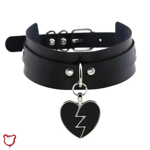 Gothic Punk Heart Choker - Black