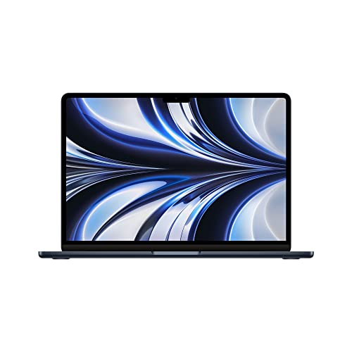 Apple 2022 MacBook Air Laptop with M2 chip: 13.6-inch Liquid Retina Display, 8GB RAM, 256GB SSD Storage, Backlit Keyboard, 1080p FaceTime HD Camera. Works with iPhone and iPad; Midnight; English - English - 8GB RAM, 256GB SSD - Midnight - Apple M2, 8-core CPU, 8-core GPU