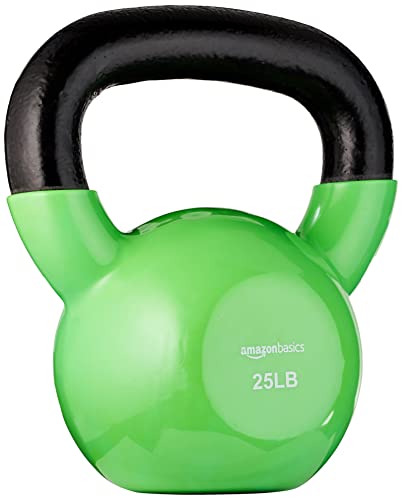 Amazon Basics Vinyl Coated Cast Iron Kettlebell Weight - 25lb - Kettlebell