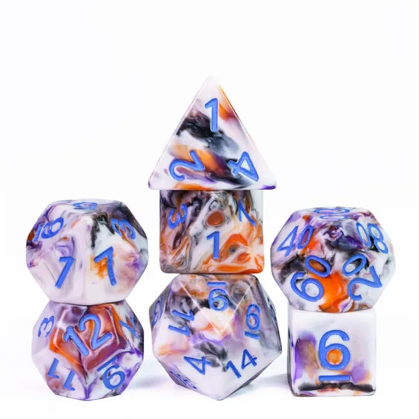 Calico Companion Dice | Cat Dice | White Dice | Purple Dice | Tabaxi Dice | Catfolk Dice | Kitty Dice | Blend Dice | D&D Dice | DnD Dice