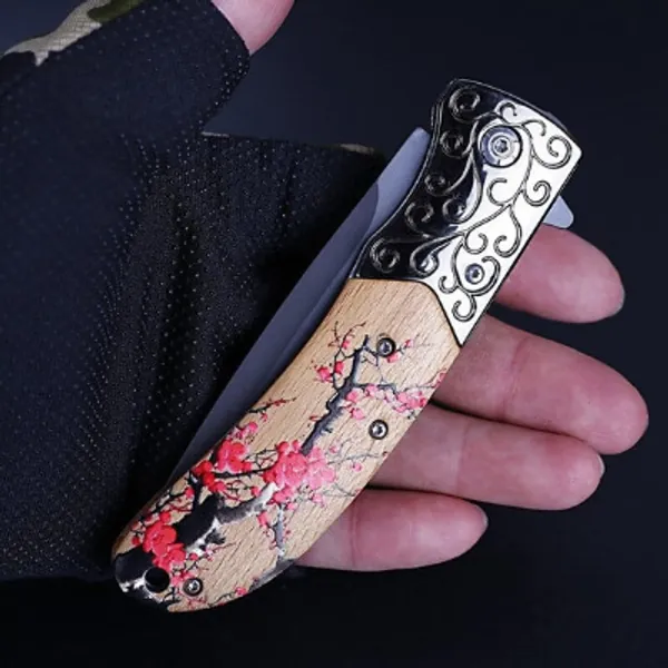 Plum Blossom Style Folding Knifei Love You More Gift for | Etsy