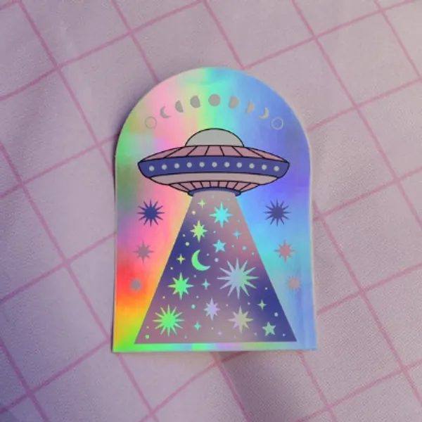 Ufo Sticker  Holographic Sticker  Galaxy  Cosmic Sticker  | Etsy