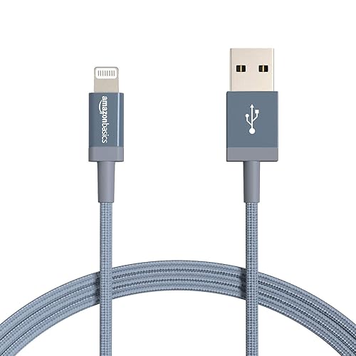 Amazon Basics Durable 2-Pack USB-A to Lightning Charger Cable, Nylon Braided Cord, MFi Certified Charger for Apple iPhone 14 13 12 11 X Xs Pro, Pro Max, Plus, iPad, 6 Foot, Dark Gray - 6 Feet - 2-Pack - Dark Gray