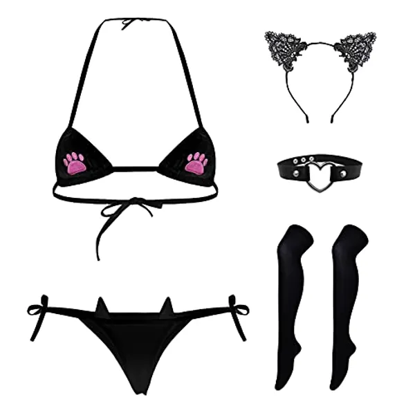 SPORCLO Cute Anime Lingerie Sets Sexy Bra and Panty Set Costume Cosplay Bikinis for Women