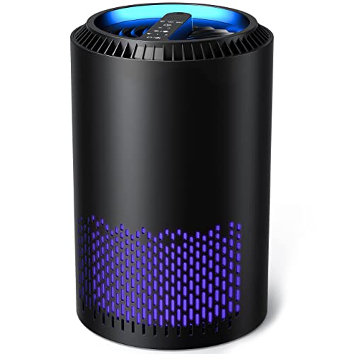 AROEVE Air Purifiers for Home, Air Purifier Air Cleaner For Smoke Pollen Dander Hair Smell Portable Air Purifier with Sleep Mode Speed Control For Bedroom Office Living Room, MK01- Black - Black