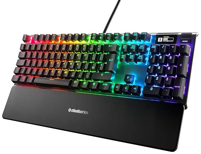 SteelSeries Apex 7 - Mechanical Gaming Keyboard - OLED Display - Red Switches - English (QWERTY) Layout, Standard - Red Switch - Standard - English QWERTY