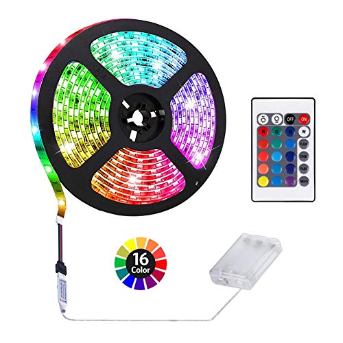 ACONDE 3.28 feet Battery Powered LED Strip Lights, DIY Indoor Decoration, 24 Keys Remote - 3.28 feet