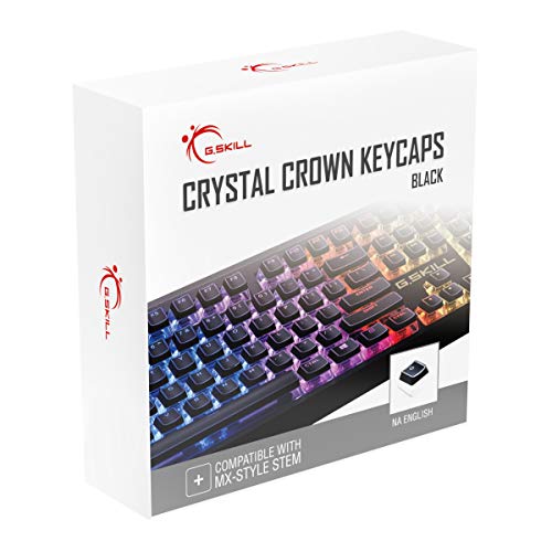 G.SKILL Crystal Crown Keycaps - Keycap Set with Transparent Layer for Mechanical Keyboards, Full 104 Key, Standard ANSI 104 English (US) Layout - Black - Black