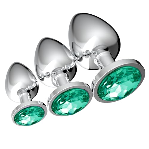 Butt Plug Anal Sex Toys Anal Plug Training Kit, Yicoco Small Medium Large 3 Pcs Anal Sex Toys Prostate Massaging for Beginner, Stainless Steel Adult Sex Toys4women Gay Couples SM Anale Masturabating - Dark Green