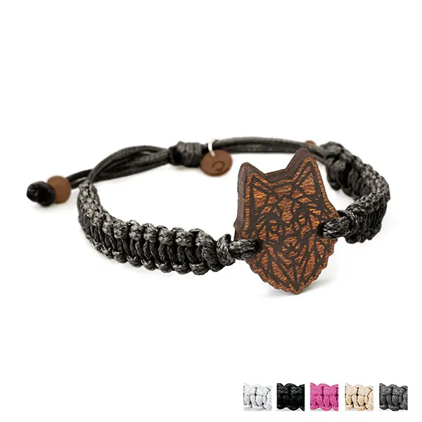 Drewniana Bransoletka Pleciona - Wilk