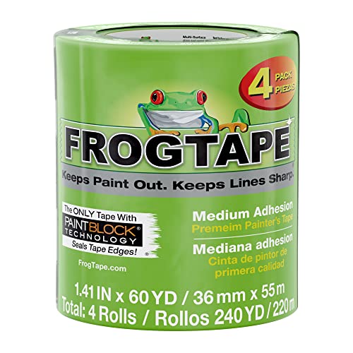 FROGTAPE 240660 Multi-Surface Painter's Tape with PAINTBLOCK, Green, 4 Rolls - 4 Rolls, 1.41" x 60 Yds - Tape
