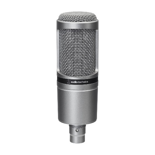 Audio-Technica AT2020 Microphone cardioïde à électret (connexion XLR) pour la voix off, le podcasting, le streaming et l'enregistrement Métallique