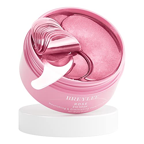 BREYLEE Rose Eye Mask– 60 Pcs - Eye Treatment Mask, Under Eye Bags Treatment, Under Eye Masks for Puffy Eyes, Anti-Aging,Anti-Wrinkle and Fine Lines, Under eye Dark Circles - Pink