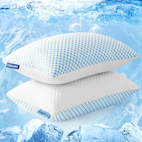 EASELAND Firm Pillow Shredded Memory Foam(Adjustable Loft), Cooling Breathable for Sleeping Standard Size 2 Pack - Standard(Pack of 2)