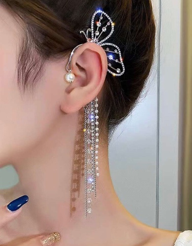 1pc Rhinestone Butterfly Decor Ear Wrap