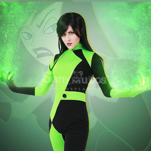 Animes Kim Possible Shego Super Villain Bodysuit Jumpsuit Cosplay Costume - M