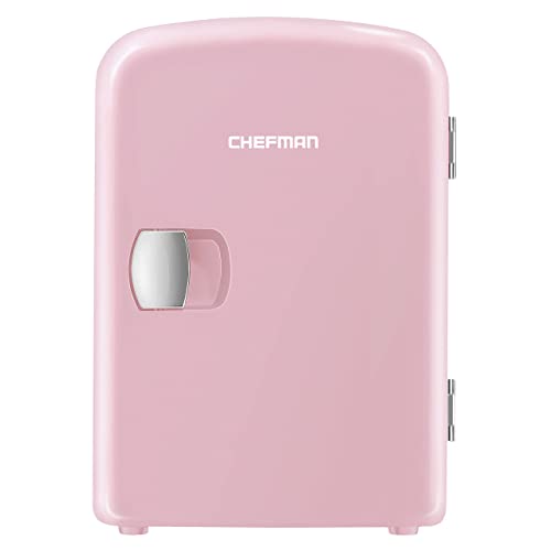 Chefman - Iceman Mini Portable Pink Personal Fridge Cools Or Heats & Provides Compact Storage For Skincare, Snacks, Or 6 12oz Cans W/ A Lightweight 4-liter Capacity To Take On The Go - Portable Mini Fridge - Pink