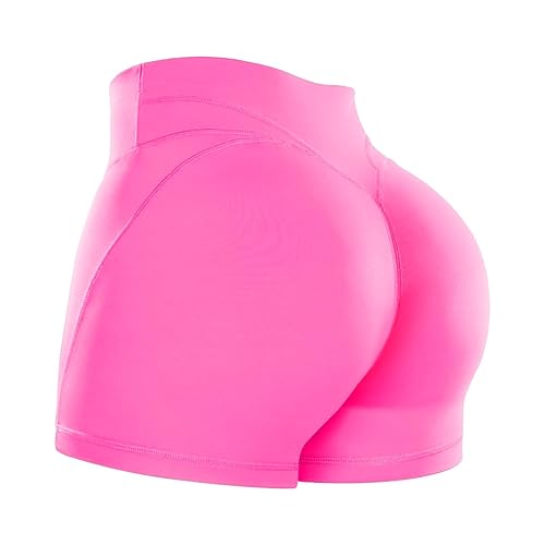 KIWI RATA Women's Athletic Shorts High Waisted Workout Running Yoga Gym Shorts - X-Large - #0 Pink