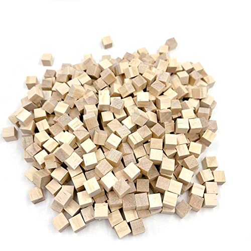 Wood Blocks for Crafts, Unfinished Wood Cubes, 1cm Natural Wooden Blocks, Pack of 300 Wood Square Blocks, Wooden Cubes for Arts and Crafts and DIY Projects - 1cm
