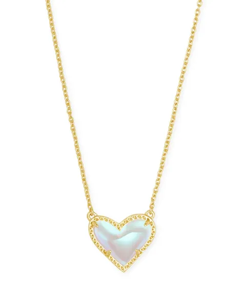 Ari Heart Pendant Necklace | Gold with Dichroic Glass