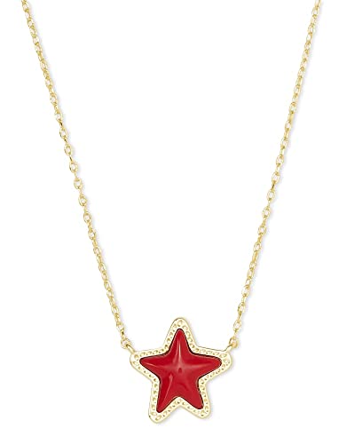 Kendra Scott Jae Star Short Pendant Necklace, Fashion Jewelry for Women - GOLD - BRIGHT RED