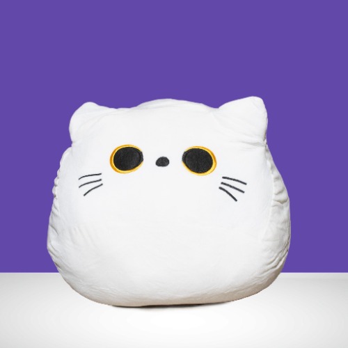 Pearl - Cute Cat Head Plush (White) - 30cm