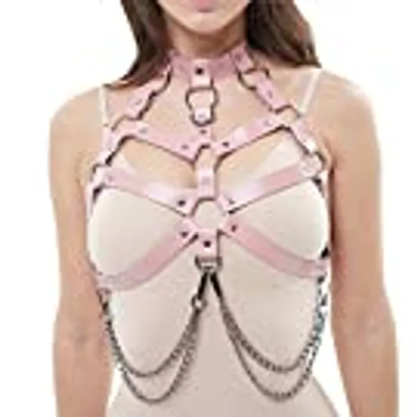 ALLOVME Punk Leather Body Chains Belt Suspenders Lingerie Gothic Garter Belts