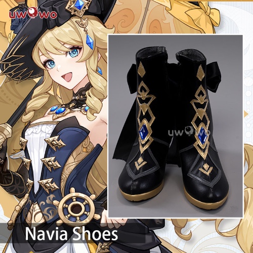 Uwowo Genshin Impact Navia Fontaine Rococo Style Dress Cospaly Shoes Boots - 36