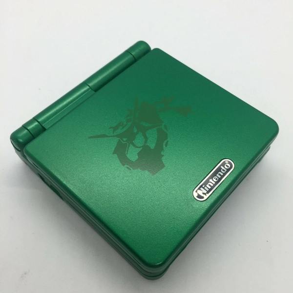 GBA SP Console Refurbished GameBoy Advance Pokemon Rayquaza Green Front-Lit, larger  850mAh Battery AGS-001. Boxed new condition & charger.