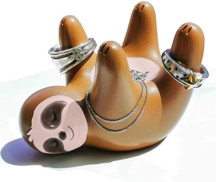 Ku-dayi Cute Women Gifts Sloth Ring Holder Dish Birthday Gifts for Mother Grandma Daughter Girlfriend Auntie Mrs Bride