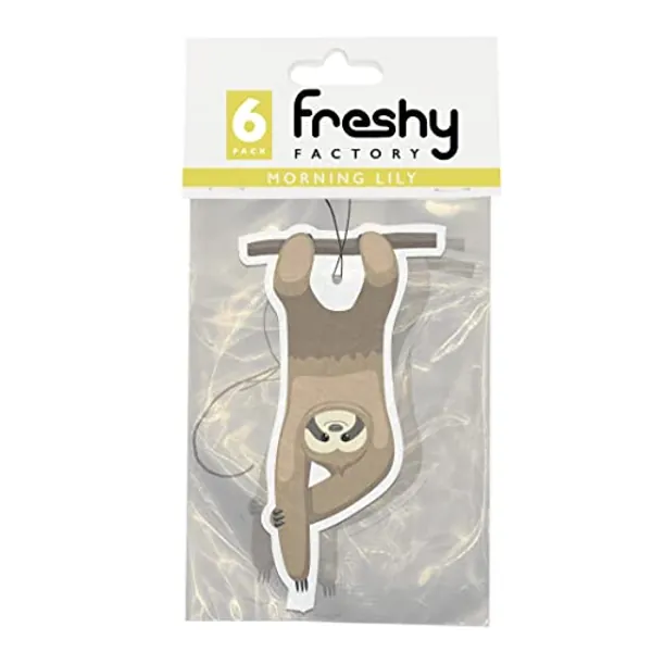 Hanging Sloth Car Air Freshener Lily Scent Freshy Factory (6 Pack)