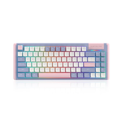 DUSTSILVER K84 Wired Mechanical Keyboard - 75% Compacet Layout, USB C Wired, 1000Hz Polling Rate, RGB Backlit, Premium Gaming Experience, Gateron Red Switch, Lilac Theme - Lilac / Gateron Red Switch