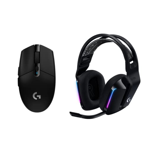 Logitech G733 Lightspeed Wireless Gaming Headset with Suspension Headband with Logitech G305 Lightspeed Wireless Gaming Mouse (Black) - Mouse + Headset - Black
