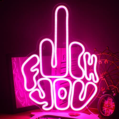 FAXFSIGN Letters Gesture Neon Signs for Wall Pink LED Neon Lights USB Neon Wall Light Neon Bar Light Up Sign for Bedroom Party Pub Game Zone Decoration - A-pink finger