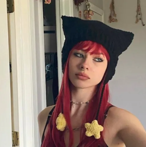 Cat Ear Flap Hat With Stars Crochet Handmade Knitted Beanie - Etsy