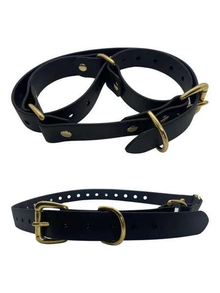 Vegan hobble belt with roller buckle - handcuff - restraint belt - brass hardware