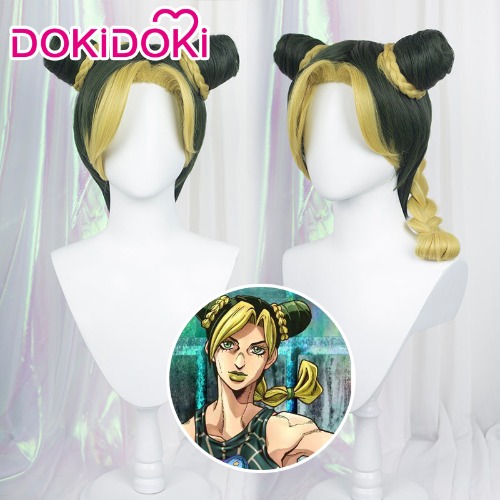 DokiDoki Anime JoJo's Bizarre Adventure Cosplay Wig Jolyne Cujoh Yellow Green Wig Men | Jolyne Cujoh-PRESALE
