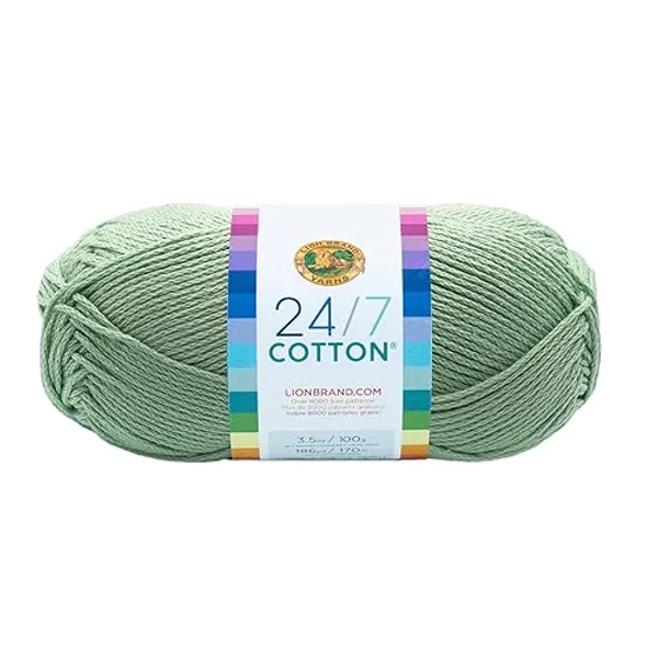 Lion Brand Yarn Company Cotton Yarn, 100 Percent Cotton, Mint,15.24x6.35x6.35 cm - Mint - 15.24x6.35x6.35 cm