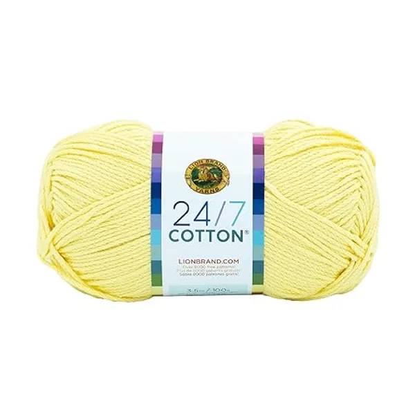 Lion Brand Yarn Company Cotton Yarn, 100 Percent Cotton, Lemon,15.24x6.35x6.35 cm - Lemon - 15.24x6.35x6.35 cm