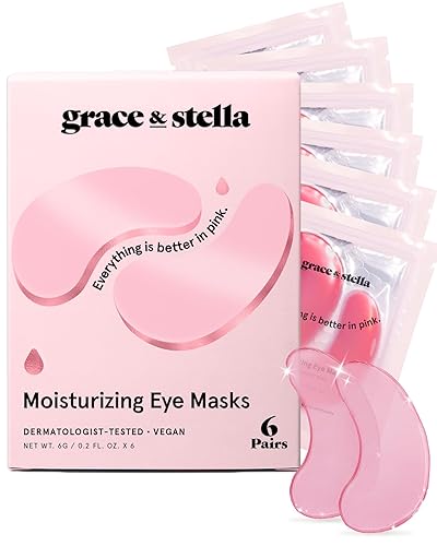 grace & stella Award Winning Under Eye Mask - Reduce Dark Circles, Puffy Eyes, Undereye Bags, Wrinkles - Gel Under Eye Patches - Gifts for Mom - Vegan Cruelty-Free Self Care (Pink, 6 Pairs) - Pink (6 Pairs)