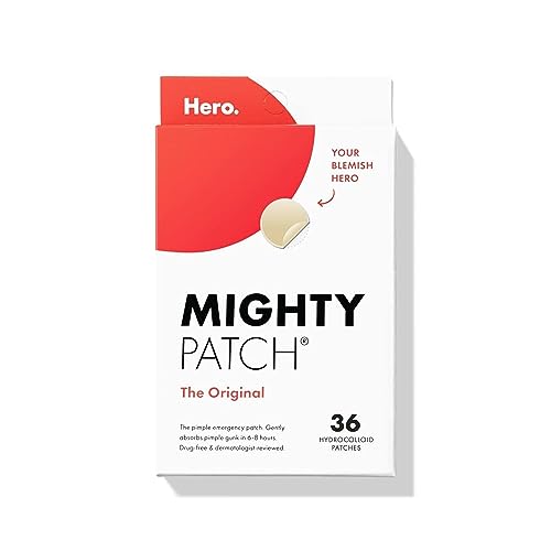 Mighty Patch Hero Cosmetics Original Patch - Hydrocolloid Acne Pimple Patch for Covering Zits and Blemishes, Spot Stickers for Face and Skin (36 Count) - 36 Count (Pack of 1)